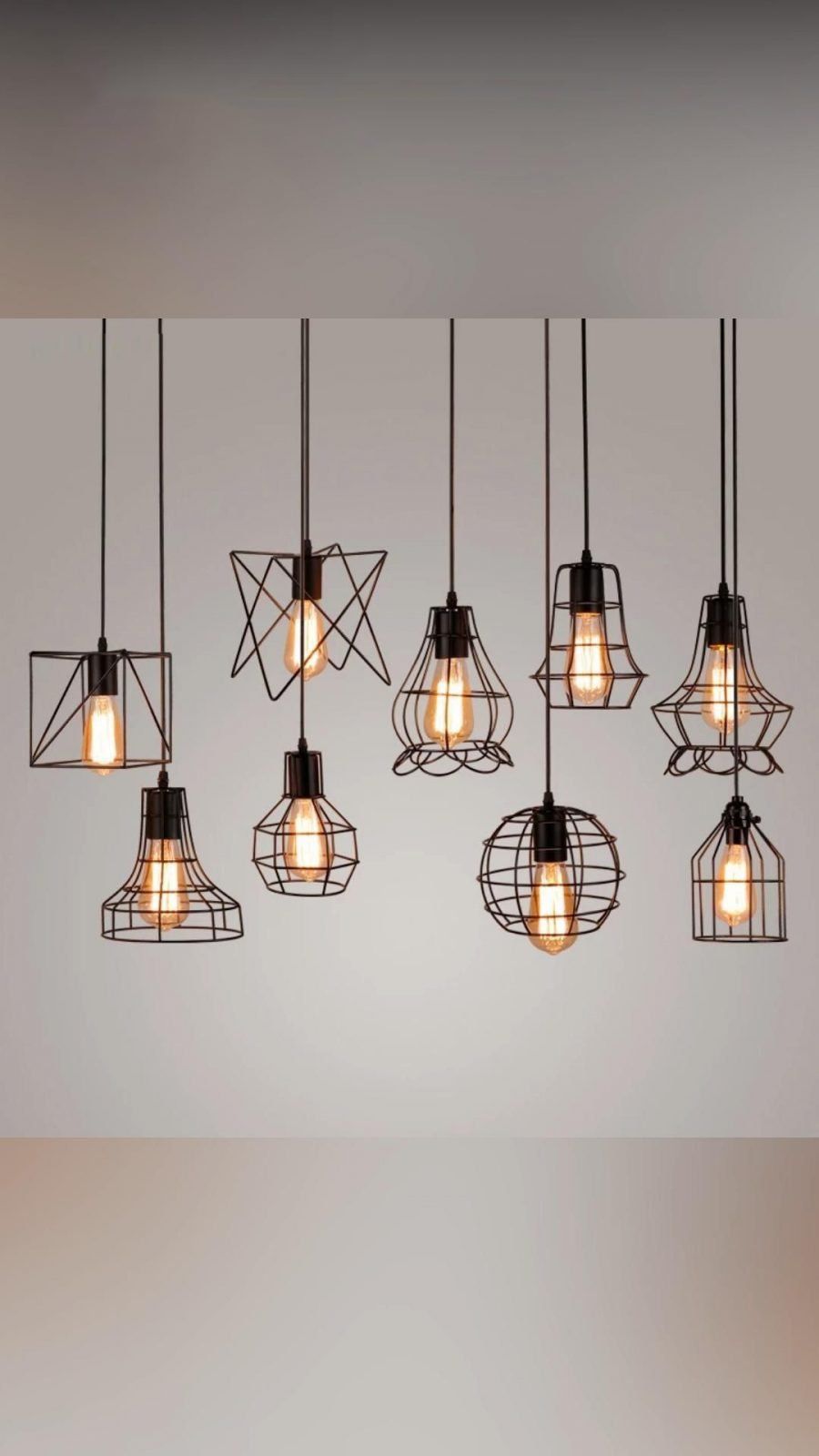 Modern Cage Pyramid Metal Chandelier