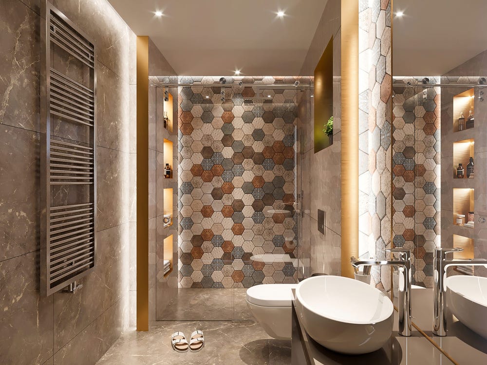 Banyo İçin Mozaik Fayans Dekorasyonu