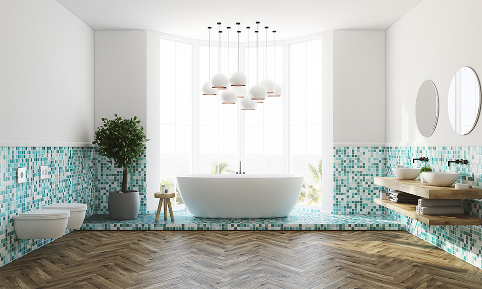 Banyo İçin Mozaik Fayans Dekorasyonu